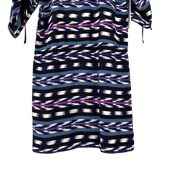 Yumi Kim Women’s Size XS Multi Color Striped Silk Lightweight Tie Keyhole Dress - Picture 11 of 12